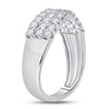 14kt White Gold Womens Round Diamond Contoured Triple Row Band Ring 1.00 Cttw