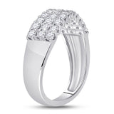 14kt White Gold Womens Round Diamond Contoured Triple Row Band Ring 1.00 Cttw