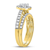 14kt Yellow Gold Womens Round Diamond Bridal Wedding Engagement Ring Band Set 1.00 Cttw (Certified)
