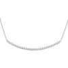 14kt White Gold Womens Round Diamond Curved Bar Necklace 1.00 Cttw
