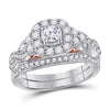 14kt Two-tone Gold Womens Round Diamond Bridal Wedding Engagement Ring Band Set 1.00 Cttw (Certified)