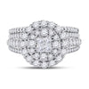 14kt White Gold Womens Princess Diamond Bridal Wedding Engagement Ring Band Set 1-1/2 Cttw