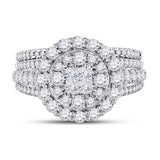 14kt White Gold Womens Princess Diamond Bridal Wedding Engagement Ring Band Set 1-1/2 Cttw