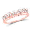 14kt Rose Gold Womens Round Diamond Modern Stackable Band Ring 1/4 Cttw
