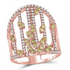 14kt Rose Gold Womens Round Yellow Diamond Fashion Cocktail Ring 1-1/2 Cttw