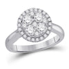 14kt White Gold Womens Round Diamond Fashion Cluster Ring 1.00 Cttw