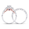 14kt Two-tone Gold Womens Round Diamond Bridal Wedding Engagement Ring Band Set 3/4 Cttw (Certified)