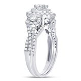 14kt White Gold Womens Oval Diamond Bridal Wedding Engagement Ring Band Set 1.00 Cttw (Certified)