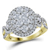 14kt Yellow Gold Womens Round Diamond Right Hand Cluster Ring 1-1/2 Cttw