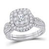 14kt White Gold Womens Round Diamond Bridal Wedding Engagement Ring Band Set 1.00 Cttw (Certified)