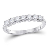 14kt White Gold Womens Round Diamond Anniversary Band Ring 1/2 Cttw