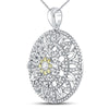 14kt White Gold Womens Round Diamond Mandala Circle Pendant 1.00 Cttw