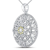 14kt White Gold Womens Round Diamond Mandala Circle Pendant 1.00 Cttw