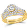 14kt Yellow Gold Womens Round Diamond Bridal Wedding Engagement Ring Band Set 1.00 Cttw
