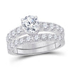 14kt White Gold Womens Princess Diamond Bridal Wedding Engagement Ring Band Set 2.00 Cttw (Certified)