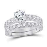 14kt White Gold Womens Princess Diamond Bridal Wedding Engagement Ring Band Set 2.00 Cttw (Certified)
