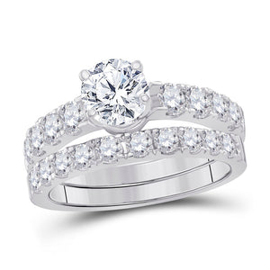 14kt White Gold Womens Princess Diamond Bridal Wedding Engagement Ring Band Set 2.00 Cttw (Certified)