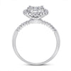 14kt White Gold Womens Round Diamond Right Hand Halo Cluster Ring 5/8 Cttw