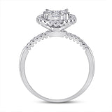 14kt White Gold Womens Round Diamond Right Hand Halo Cluster Ring 5/8 Cttw