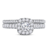 14kt White Gold Womens Round Diamond Bridal Wedding Engagement Ring Band Set 1.00 Cttw (Certified)