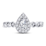 14kt Two-tone Gold Womens Pear Diamond Solitaire Bridal Wedding Engagement Ring 3/4 Cttw (Certified)