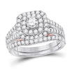 14kt Two-tone Gold Womens Round Diamond Bridal Wedding Engagement Ring Band Set 1-1/4 Cttw (Certified)