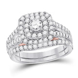 14kt Two-tone Gold Womens Round Diamond Bridal Wedding Engagement Ring Band Set 1-1/4 Cttw (Certified)