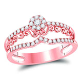 14kt Rose Gold Womens Round Diamond Modern Filigree Band Ring 1/3 Cttw