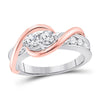 14kt Two-tone Gold Womens Round Diamond 2-stone Bridal Wedding Engagement Ring 1.00 Cttw (Certified)