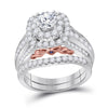 14kt Two-tone Gold Womens Round Diamond Bridal Wedding Engagement Ring Band Set 2.00 Cttw (Certified)