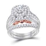14kt Two-tone Gold Womens Round Diamond Bridal Wedding Engagement Ring Band Set 2.00 Cttw (Certified)