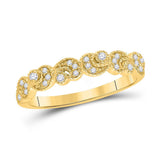 14kt Yellow Gold Womens Round Diamond Crescent Stackable Band Ring 1/10 Cttw
