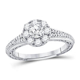 14kt White Gold Womens Round Diamond Solitaire Bridal Wedding Engagement Ring 1.00 Cttw (Certified)