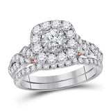 14kt Two-tone Gold Womens Round Diamond Bridal Wedding Engagement Ring Band Set 1-1/2 Cttw (Certified)
