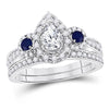 14kt White Gold Womens Pear Diamond Bridal Wedding Engagement Ring Band Set 1.00 Cttw (Certified)