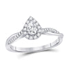 14kt White Gold Womens Pear Diamond Solitaire Bridal Wedding Engagement Ring 1/3 Cttw (Certified)