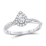 14kt White Gold Womens Pear Diamond Solitaire Bridal Wedding Engagement Ring 1/3 Cttw (Certified)