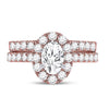 14kt Rose Gold Womens Oval Diamond Bridal Wedding Engagement Ring Band Set 1-7/8 Cttw (Certified)