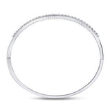 14kt White Gold Womens Round Diamond 3-Row Bangle Bracelet 1-7/8 Cttw