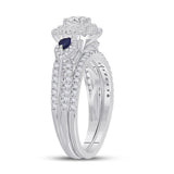 14kt White Gold Womens Princess Diamond Bridal Wedding Engagement Ring Band Set 1.00 Cttw (Certified)