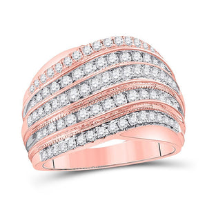 14kt Two-tone Gold Womens Round Diamond Fashion Band Ring 1.00 Cttw