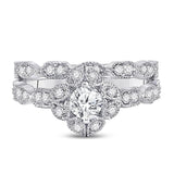 14kt Two-tone Gold Womens Round Diamond Bridal Wedding Engagement Ring Band Set 3/4 Cttw (Certified)