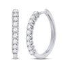 14kt White Gold Womens Round Diamond Timeless Hoop Earrings 1/2 Cttw