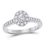 14kt White Gold Womens Oval Diamond Solitaire Bridal Wedding Engagement Ring 1/5 Cttw (Certified)