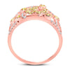 14kt Rose Gold Womens Round Yellow Diamond Fashion Cocktail Ring 1-1/2 Cttw