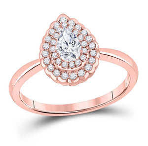 14kt Rose Gold Womens Pear Diamond Solitaire Bridal Wedding Engagement Ring 3/4 Cttw (Certified)