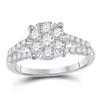 14kt White Gold Womens Round Diamond Flower Cluster Ring 1.00 Cttw