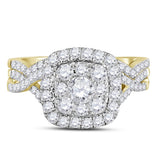 14kt Yellow Gold Womens Round Diamond Bridal Wedding Engagement Ring Band Set 1.00 Cttw (Certified)