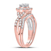 14kt Rose Gold Womens Round Diamond Twist Bridal Wedding Engagement Ring Band Set 1.00 Cttw (Certified)