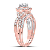 14kt Rose Gold Womens Round Diamond Twist Bridal Wedding Engagement Ring Band Set 1.00 Cttw (Certified)